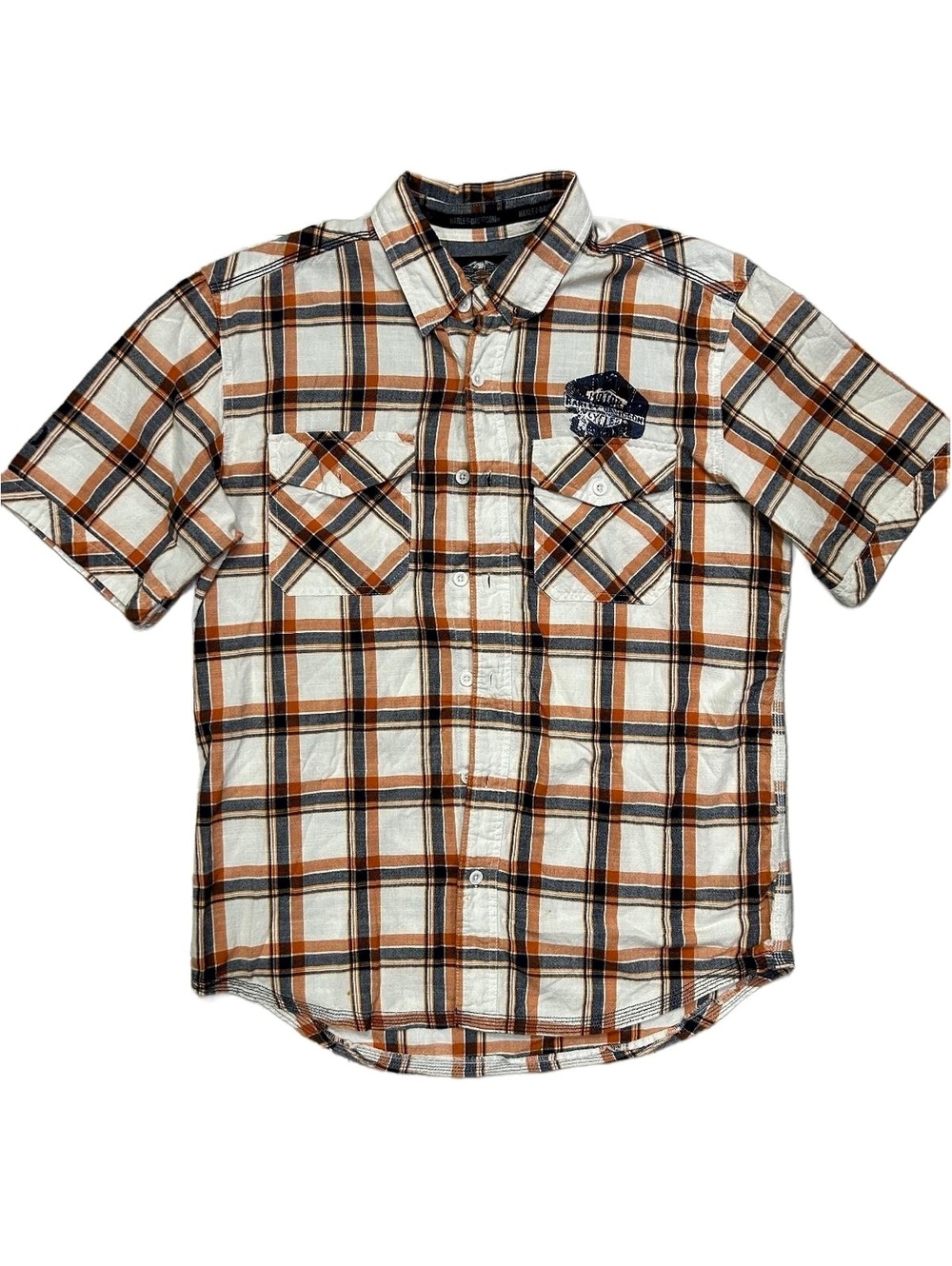 Harley-Davidson Genuine MotorClothes Plaid Flannel Short Sleeve Shirt Size L